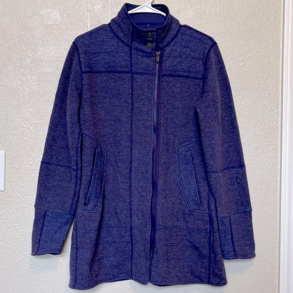 Title Nine wool jacket medium long purple blue swacket warm sweater